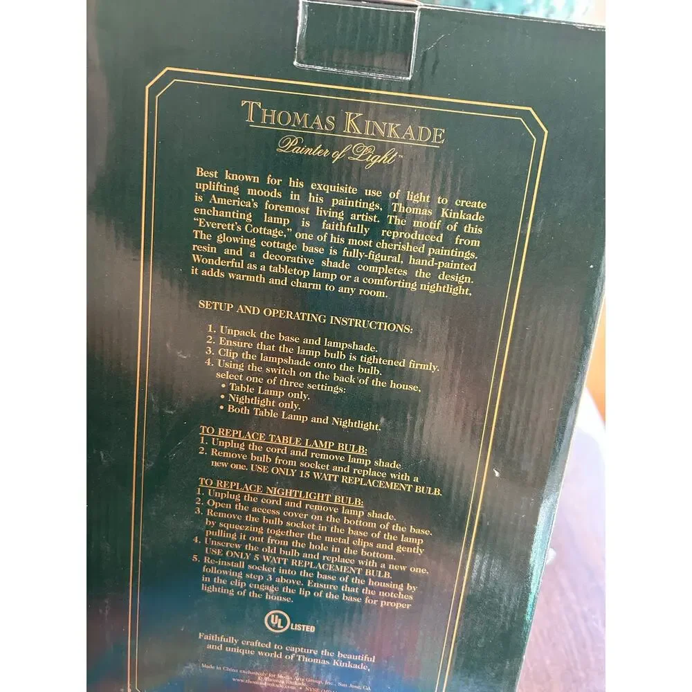 New Thomas Kinkade Everett's Cottage Table Lamp